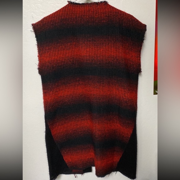 Free People Sanctuary Red Black Long Vest XS - Picture 2 of 4